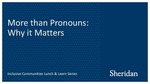 More than Pronouns: Why it Matters by Corrin Marier (he/they), Dina Moati (she/her), Cherie Werhun (she/her), Andrew Holmes (he/they), and Centre for Equity and Inclusion